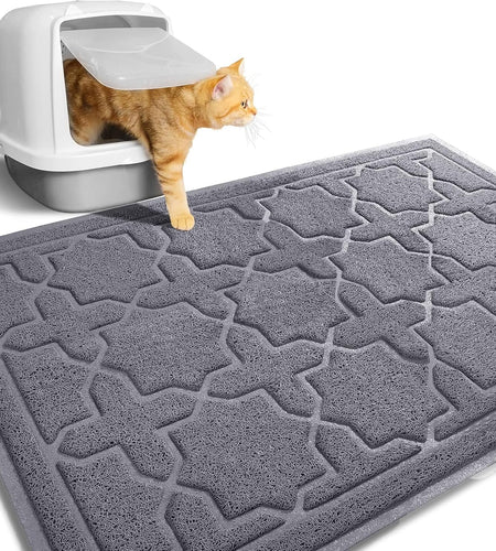 Durable Premium Cat Litter Mat, XL Jumbo and Extra Large Cat Box Mats, Easy Clean Non-Slip and Water Proof Litter Trapping Mat, Pet Litter Floor Mats, Soft, No Phthalate