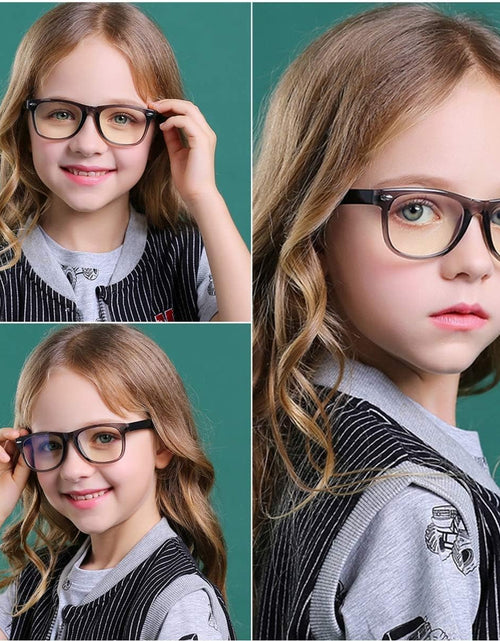 Load image into Gallery viewer, Kids Blue Light Blocking Glasses Girls Boys 2 Pack, Computer Video Gaming Glasses for Kids Girls Boys Age 3-9,Anti Blue Light &amp; Headache (Transparent Black + Transparent Pink)
