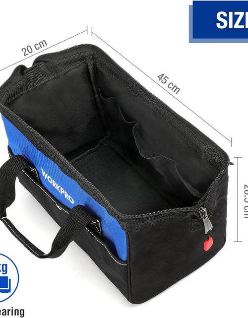 Load image into Gallery viewer, 18-Inch Close Top Wide Mouth Storage Tool Bag with Adjustable Shoulder Strap, Sturdy Bottom
