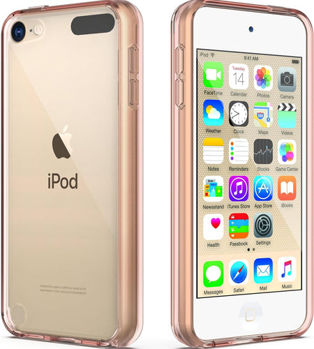 Compatible with Ipod Touch 7/6/5 Case, Clear Slim Hybrid Bumper Tpu/Scratch Resistant Hard PC Back/Corner Shock Absorption Case for Apple Ipod Touch 5Th/6Th/7Th Generation, Rose Gold