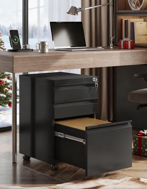 Load image into Gallery viewer, 3 Drawer Mobile File Cabinet under Desk Office, Fully Assembled except Casters, Letter/Legal Size, Black
