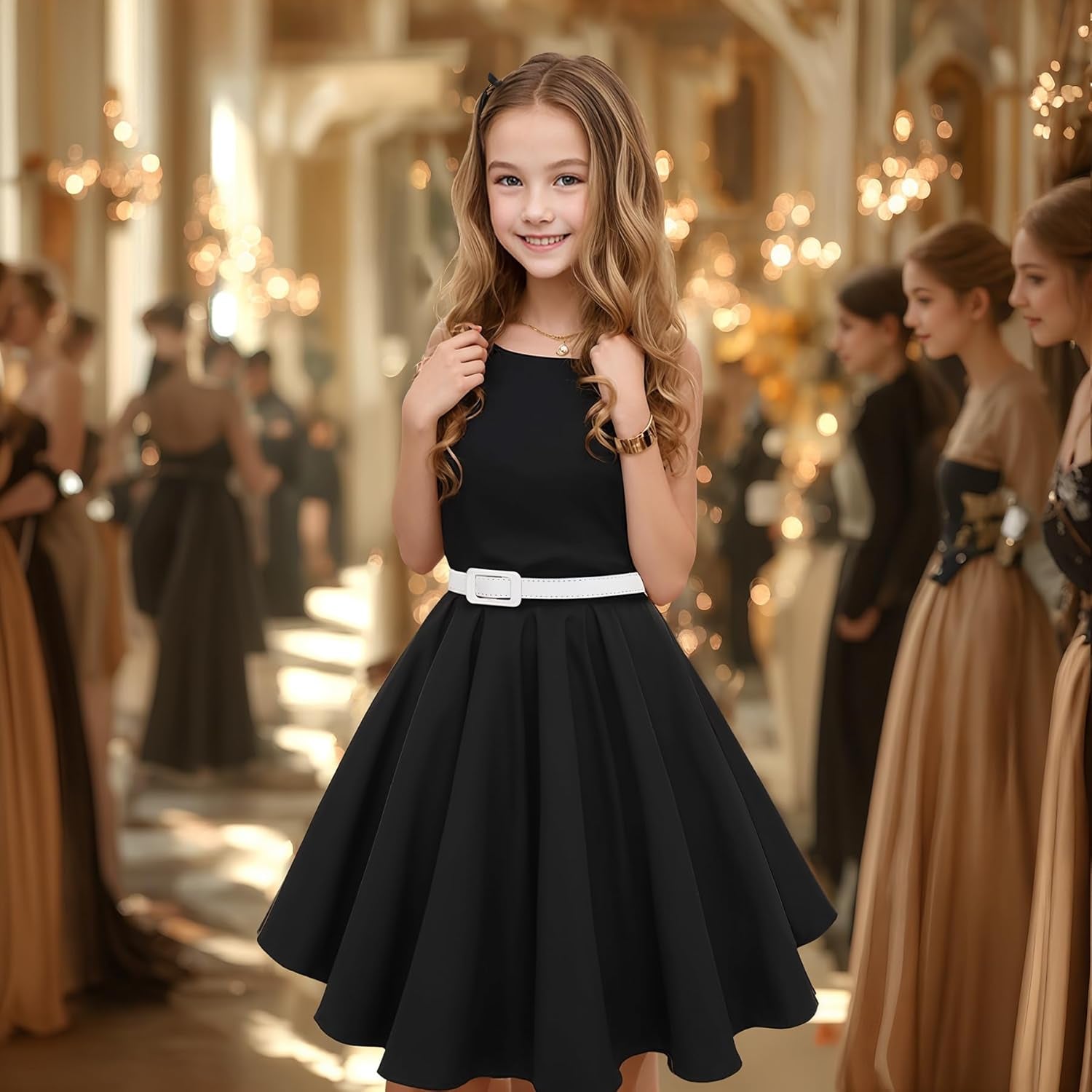 HBB Girls Vintage Dresses Girls' Special Occasion Dress 50S Retro Kids Dresses Swing Rockabilly Sleeveless
