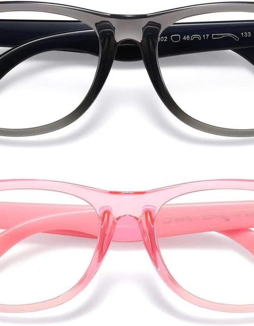 Load image into Gallery viewer, Kids Blue Light Blocking Glasses Girls Boys 2 Pack, Computer Video Gaming Glasses for Kids Girls Boys Age 3-9,Anti Blue Light &amp; Headache (Transparent Black + Transparent Pink)
