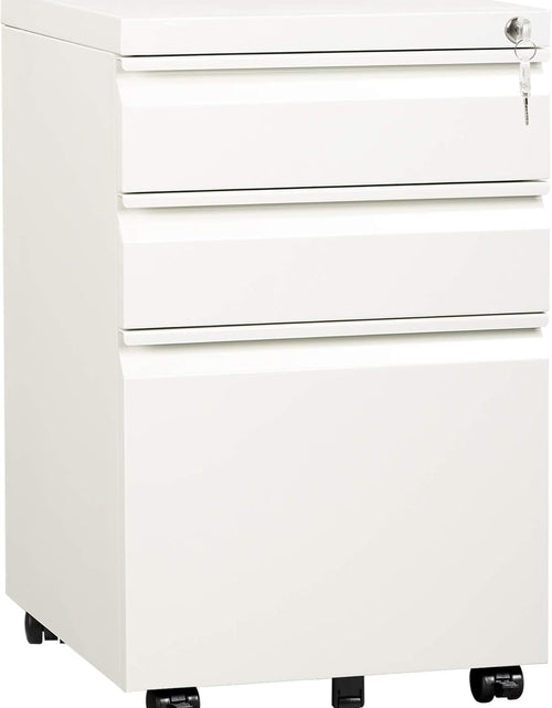 Load image into Gallery viewer, 3 Drawer Mobile File Cabinet under Desk Office, Fully Assembled except Casters, Letter/Legal Size, White
