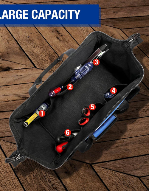 Load image into Gallery viewer, 18-Inch Close Top Wide Mouth Storage Tool Bag with Adjustable Shoulder Strap, Sturdy Bottom
