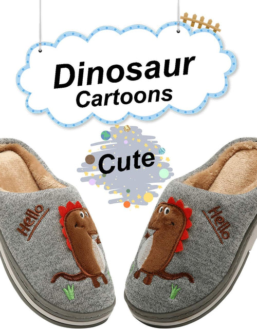 Load image into Gallery viewer, Boys Girls Cozy House Slippers Warm Plush Winter Cotton Slipper Kids Cute Dinosaur Indoor Shoes Non-Slip
