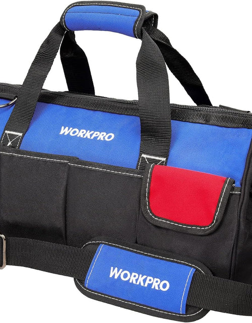 Load image into Gallery viewer, 18-Inch Close Top Wide Mouth Storage Tool Bag with Adjustable Shoulder Strap, Sturdy Bottom
