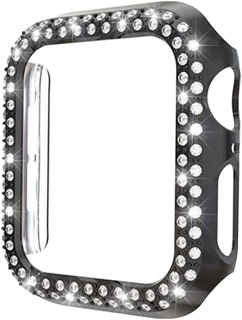 [5-Pack] Protector Case Compatible with Apple Watch Series 3 Series 2 Series 1 38Mm Cover, Double Row Bling Crystal Diamonds Protective Cover PC Plated Bumper Frame Accessories (5 Colors, 38Mm)