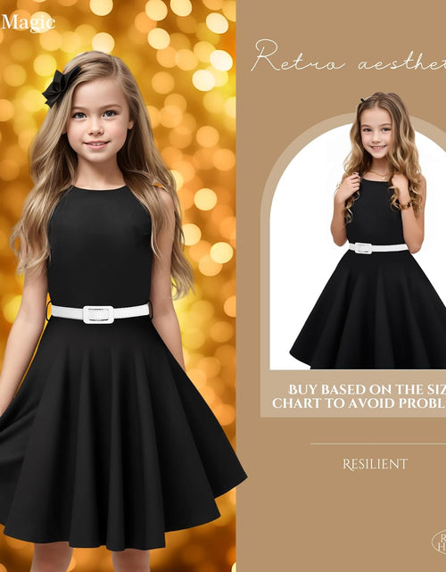 Load image into Gallery viewer, HBB Girls Vintage Dresses Girls' Special Occasion Dress 50S Retro Kids Dresses Swing Rockabilly Sleeveless
