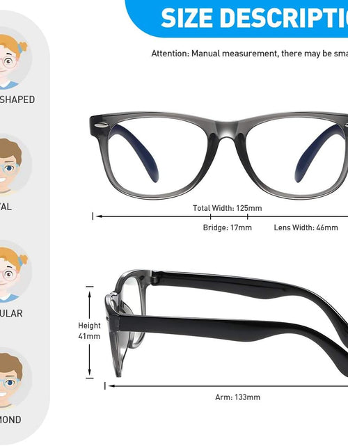 Load image into Gallery viewer, Kids Blue Light Blocking Glasses Girls Boys 2 Pack, Computer Video Gaming Glasses for Kids Girls Boys Age 3-9,Anti Blue Light &amp; Headache (Transparent Black + Transparent Pink)
