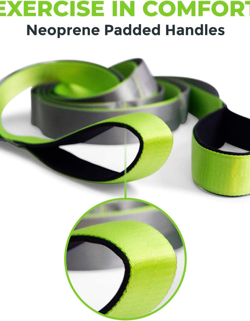 Load image into Gallery viewer, Stretching Strap, Premium Quality Multi-Loop Strap, Neoprene Padded Handles, 12 Loops, 1.5" W X 8' L
