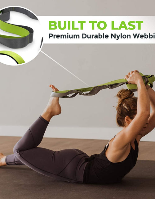 Load image into Gallery viewer, Stretching Strap, Premium Quality Multi-Loop Strap, Neoprene Padded Handles, 12 Loops, 1.5" W X 8' L
