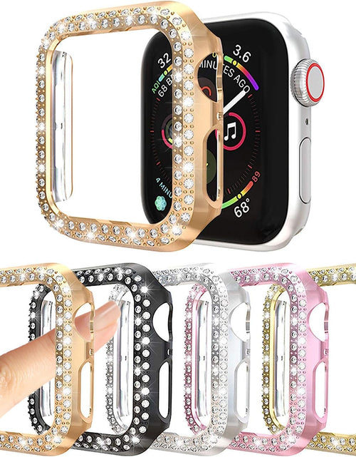 Load image into Gallery viewer, [5-Pack] Protector Case Compatible with Apple Watch Series 3 Series 2 Series 1 38Mm Cover, Double Row Bling Crystal Diamonds Protective Cover PC Plated Bumper Frame Accessories (5 Colors, 38Mm)
