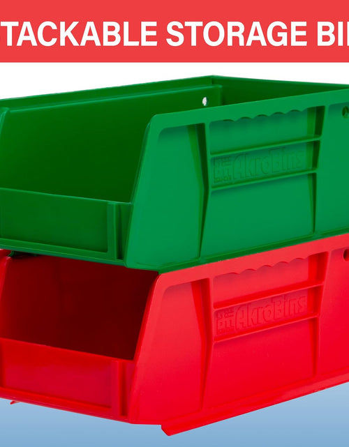 Load image into Gallery viewer, 30220 Akrobins Plastic Hanging Stackable Storage Organizer Bin, 7-Inch X 4-Inch X 3-Inch, Red, 24-Pack
