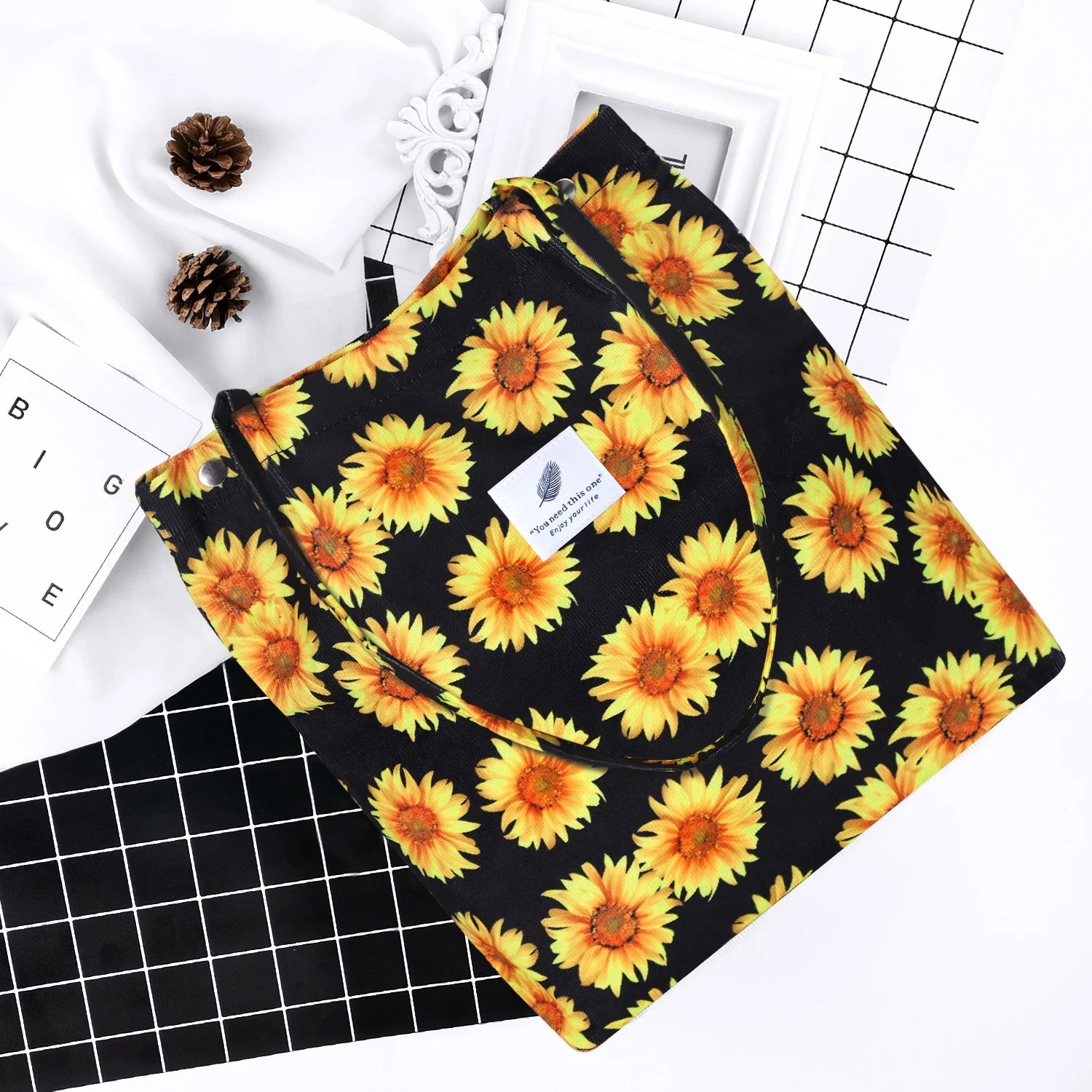 Women’S Corduroy Canvas Cow Tote Shoulder Purse